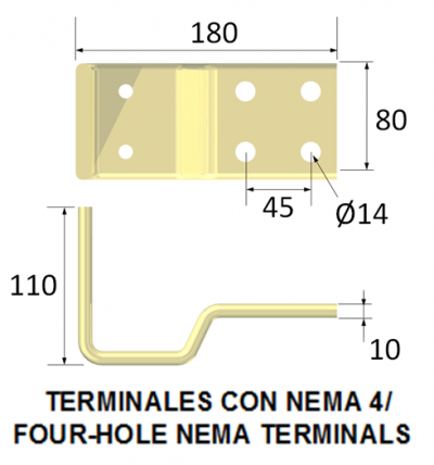Terminales de Cobre NEMA 4 para Seccionadores