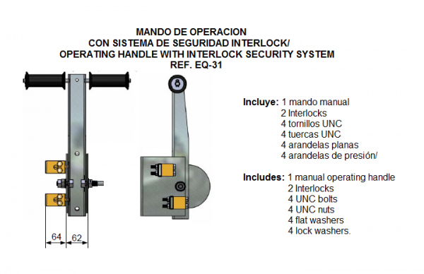 mando de Operación con sistema de Seguridad Interlock